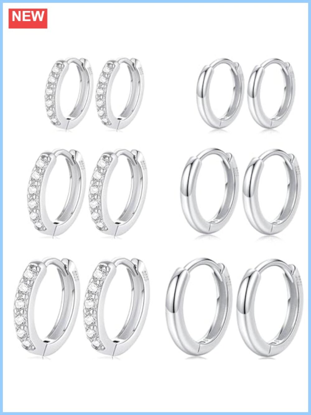 925 Sterling Silver 14k Gold Small Hoop Earrings CZ Huggie Set